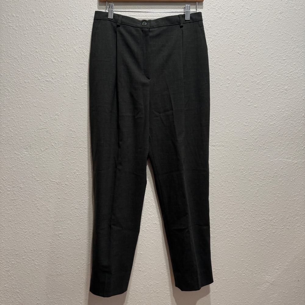 Petite Sophisticate Gray Wool Pleated Trousers Italy Vintage 12 36143 CLSCS909